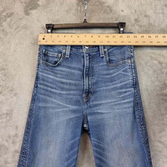 Levi's Jeans Womens 28 Blue Denim Cropped Straight Raw Hem Frayed Stretch Y6867 - Picture 2 of 11